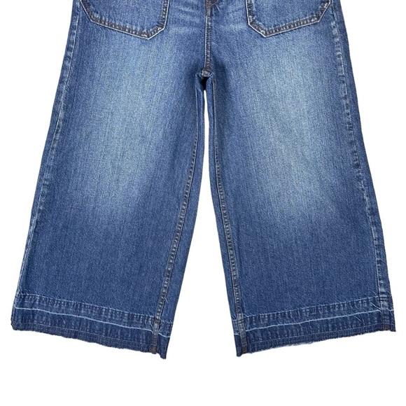 Free People Jeans Womens 25 Dusk to Dawn Wide Leg Raw Hem Crop Boho Hippie Retro - Picture 3 of 9